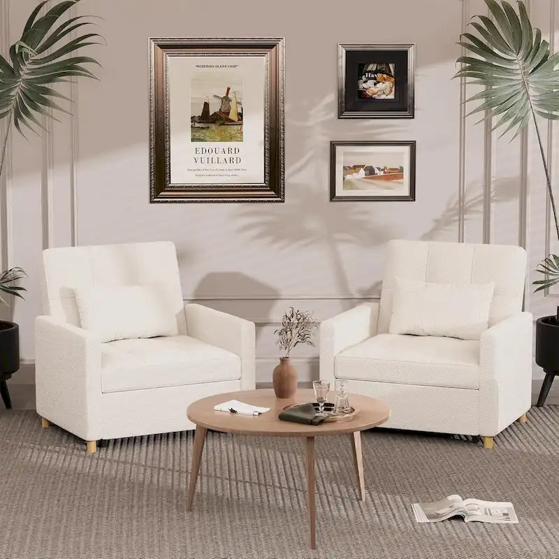 3 in 1 Sleeper Sofa Chair with Pillow & Convertible Backrest