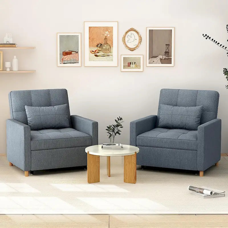 3 in 1 Sleeper Sofa Chair with Pillow & Convertible Backrest