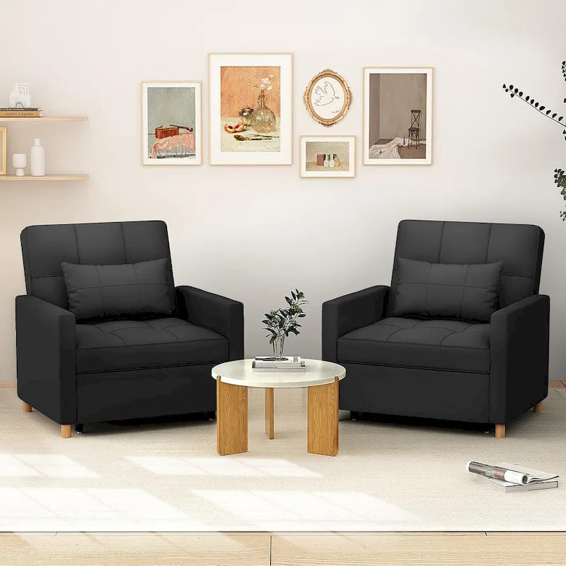 3 in 1 Sleeper Sofa Chair with Pillow & Convertible Backrest
