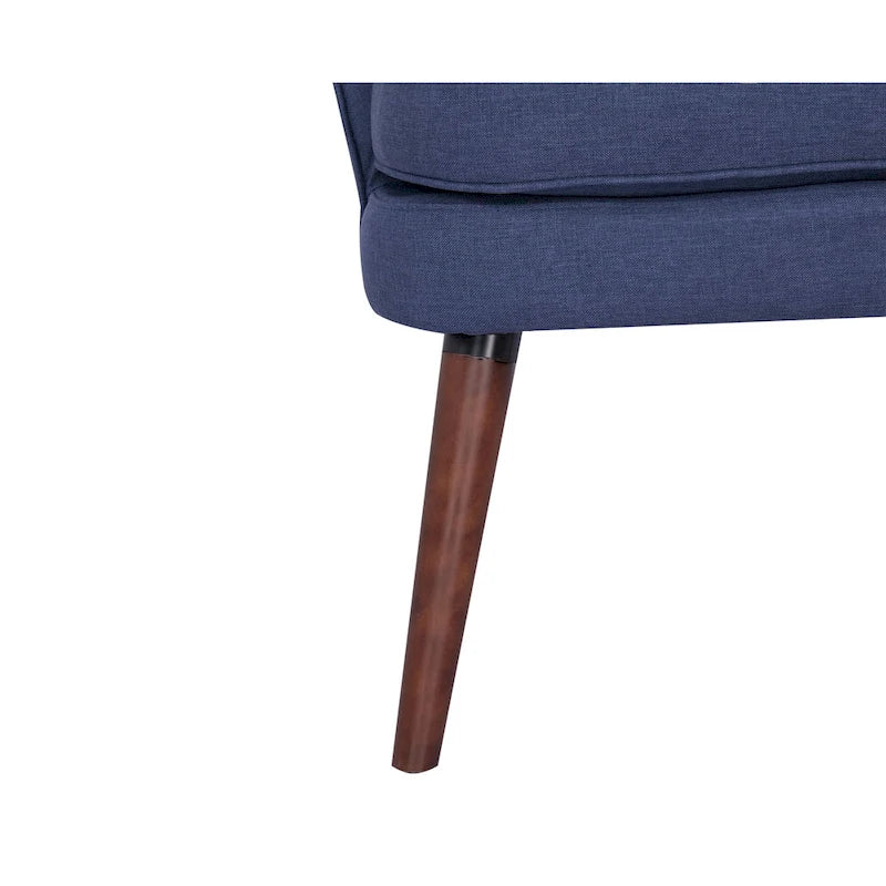 Linen Accent Chair with Wood Legs