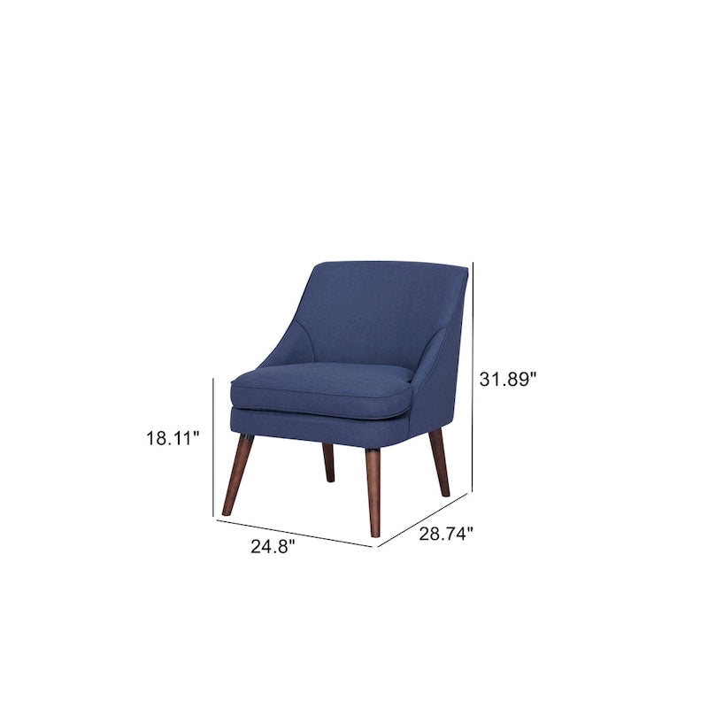 Linen Accent Chair with Wood Legs