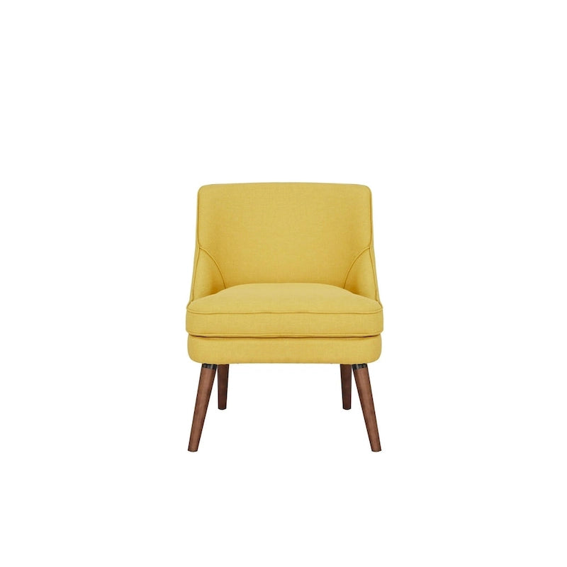Linen Accent Chair with Wood Legs