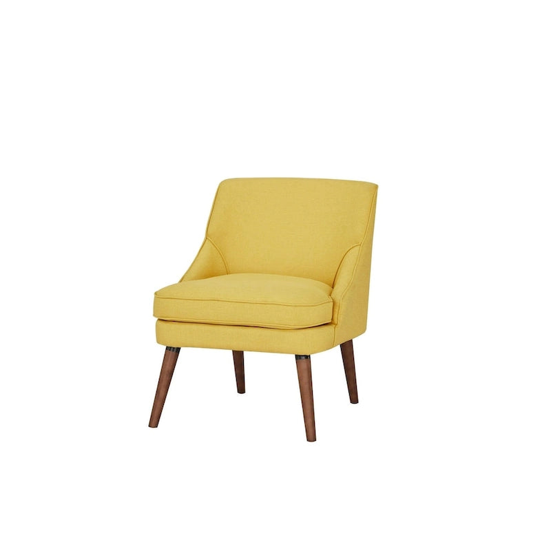 Linen Accent Chair with Wood Legs