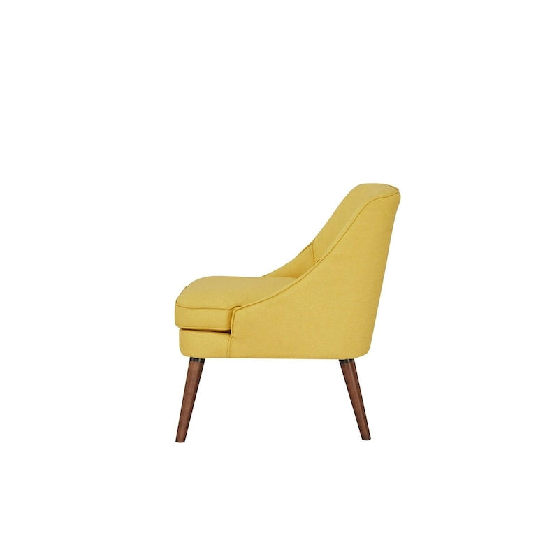 Linen Accent Chair with Wood Legs
