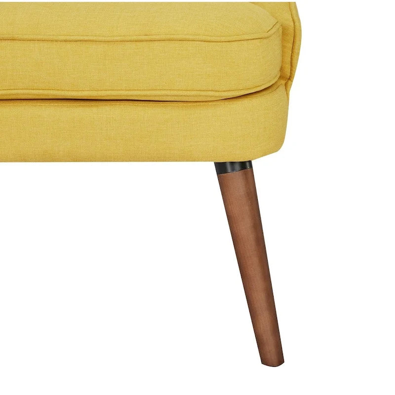 Linen Accent Chair with Wood Legs