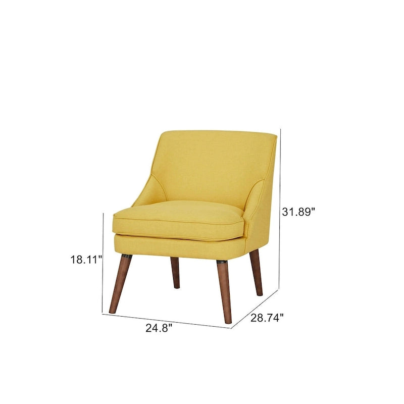 Linen Accent Chair with Wood Legs