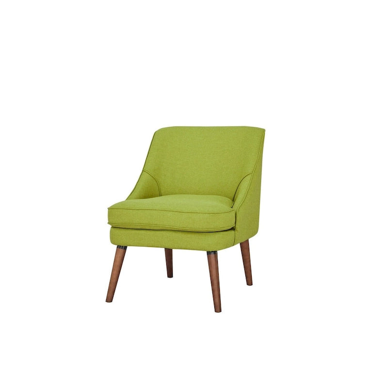 Linen Accent Chair with Wood Legs