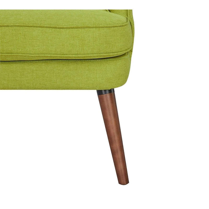 Linen Accent Chair with Wood Legs