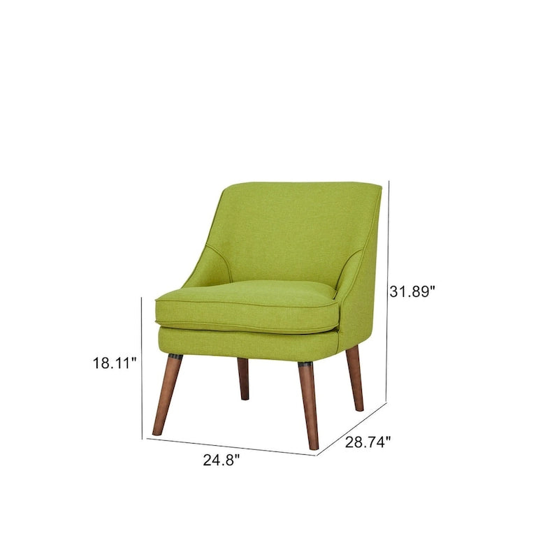 Linen Accent Chair with Wood Legs