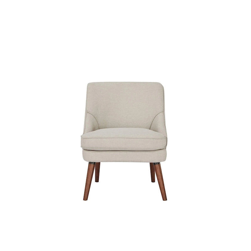 Linen Accent Chair with Wood Legs