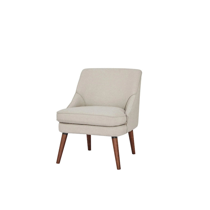 Linen Accent Chair with Wood Legs
