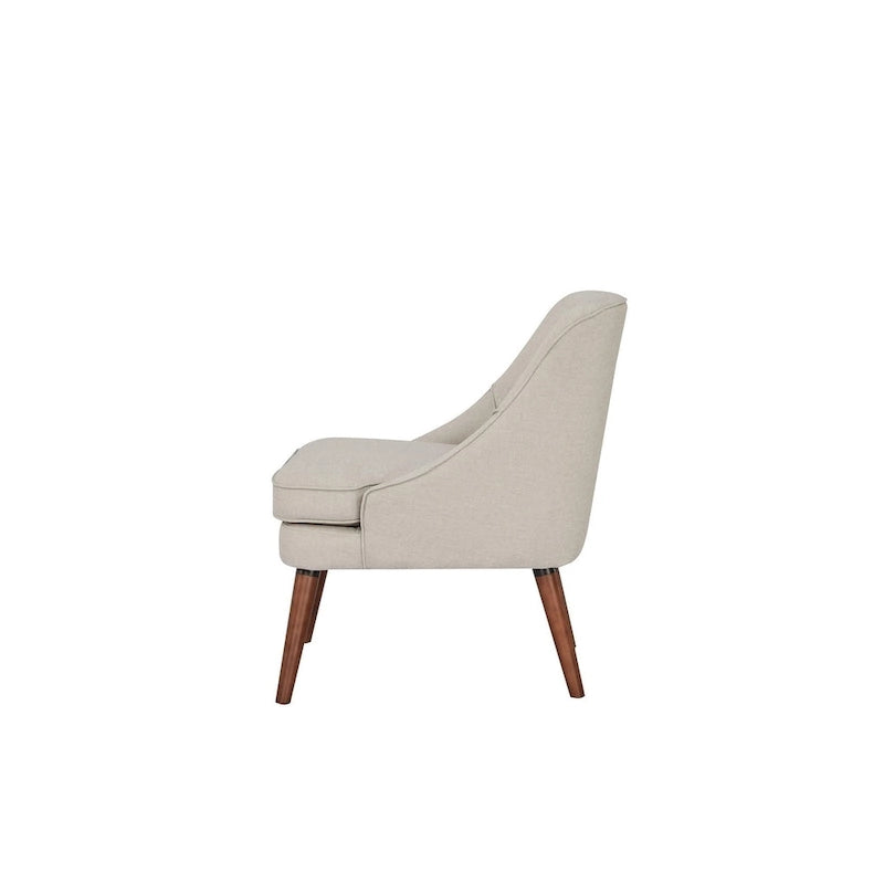 Linen Accent Chair with Wood Legs