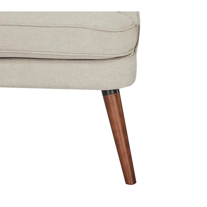 Linen Accent Chair with Wood Legs