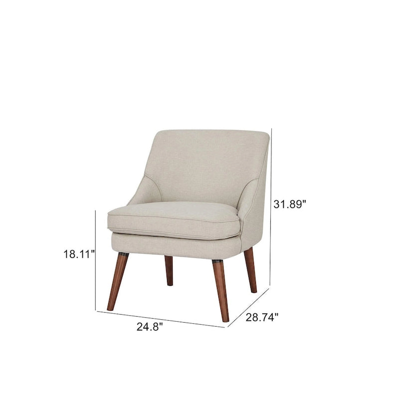 Linen Accent Chair with Wood Legs