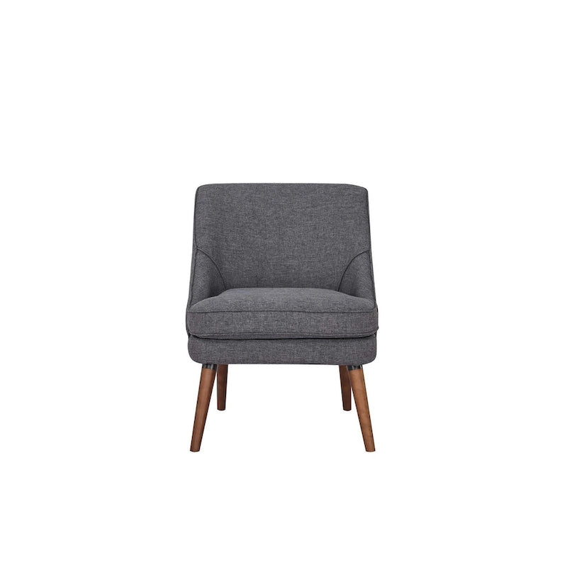Linen Accent Chair with Wood Legs