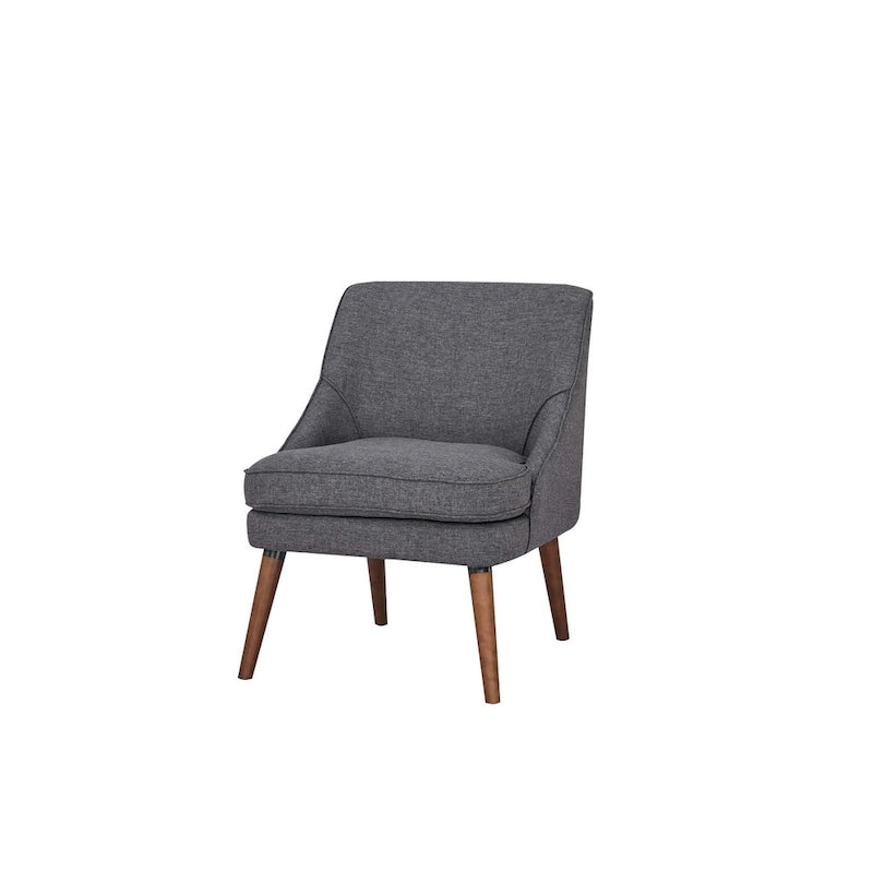 Linen Accent Chair with Wood Legs