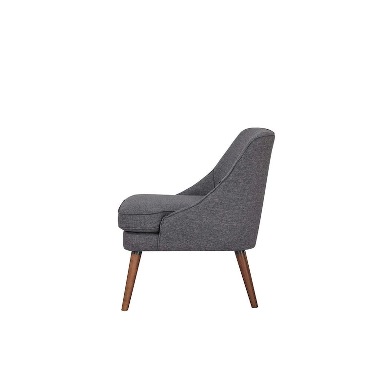 Linen Accent Chair with Wood Legs
