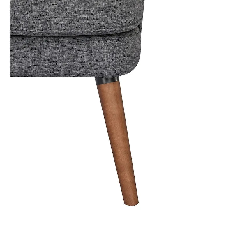 Linen Accent Chair with Wood Legs