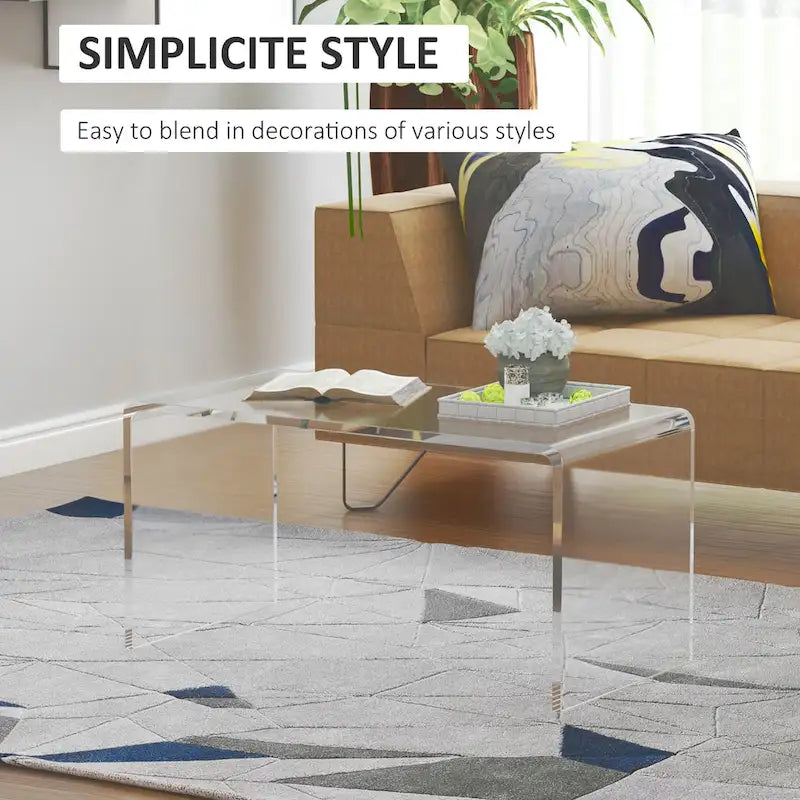 32" Rectangle All Acrylic Waterfall Coffee Table, Clear