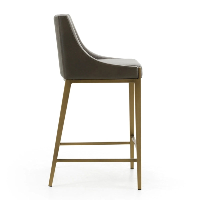 Contemporary Grey & Brass Counter Stool