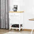 Rolling Kitchen Cart with Rubberwood Top and Storage