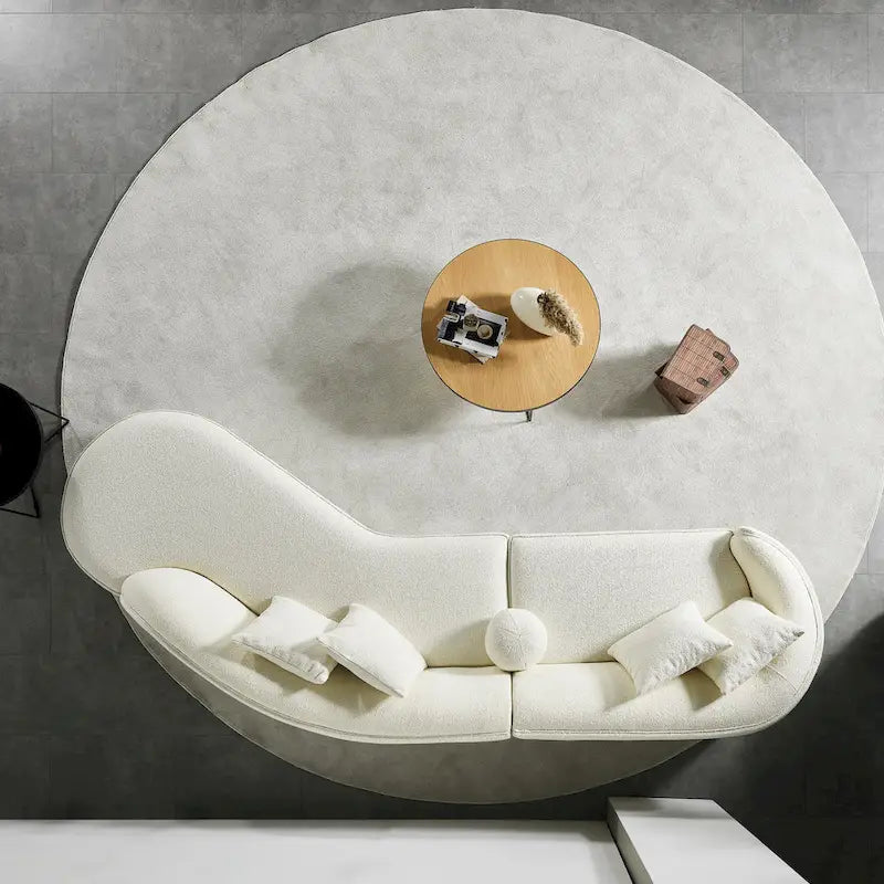 Luxury Modern Boucle Fabric Curved Sofa in White