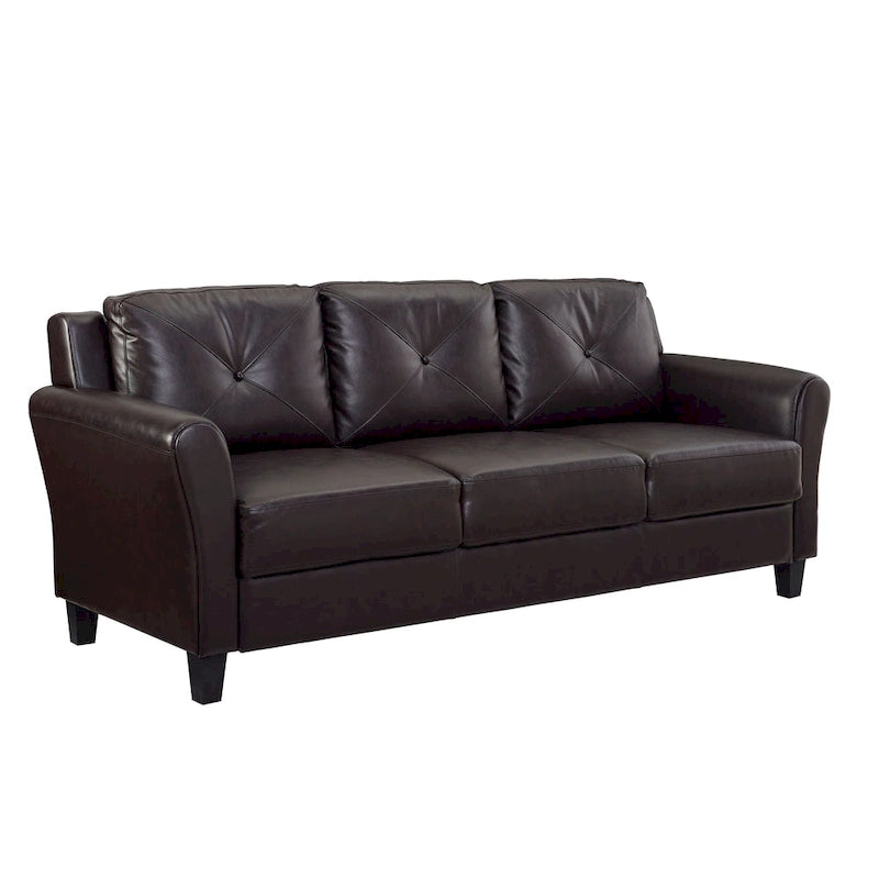 Faux Leather Three-Seat Sofa