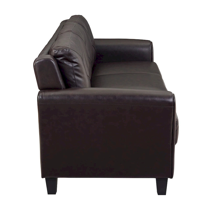 Faux Leather Three-Seat Sofa