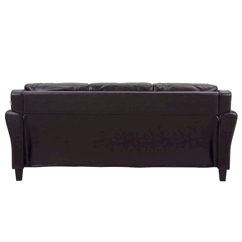 Faux Leather Three-Seat Sofa
