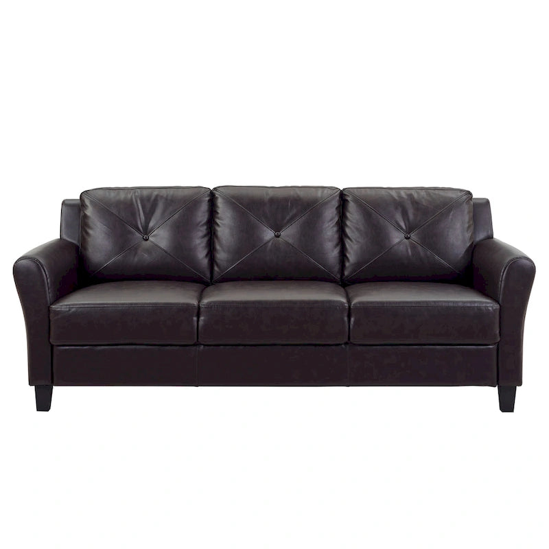 Faux Leather Three-Seat Sofa