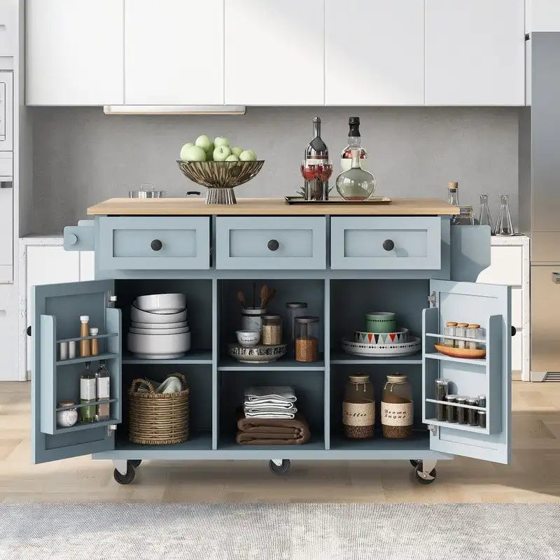 Drop-Leaf Counter Top Kitchen Cart with 3 Drawers