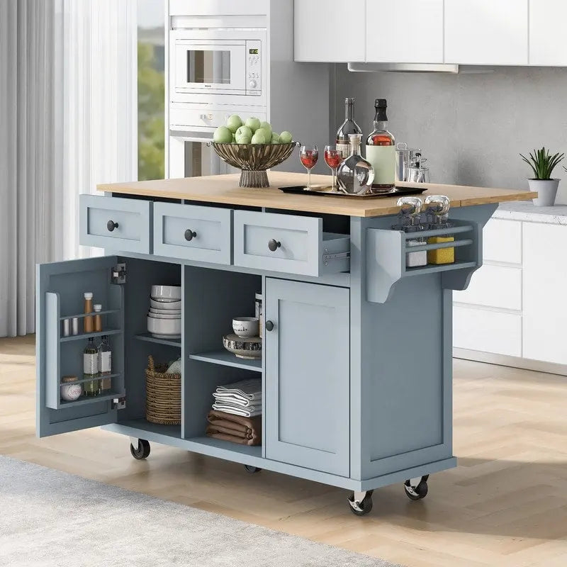 Drop-Leaf Counter Top Kitchen Cart with 3 Drawers