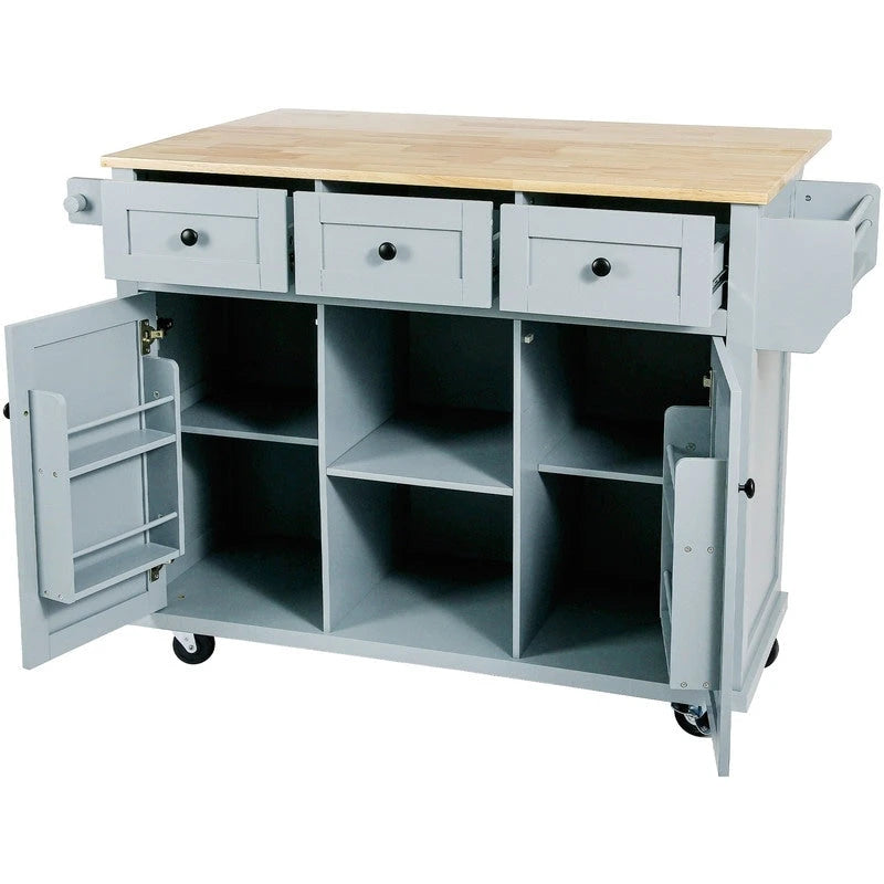Drop-Leaf Counter Top Kitchen Cart with 3 Drawers
