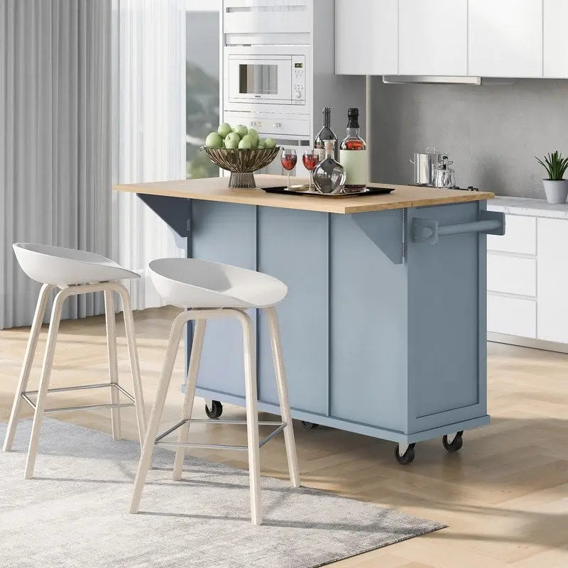 Drop-Leaf Counter Top Kitchen Cart with 3 Drawers