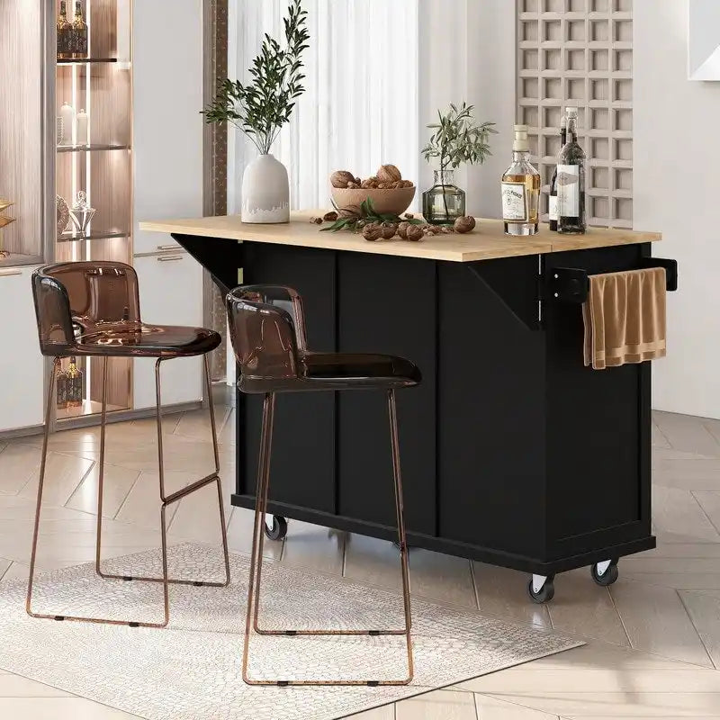 Drop-Leaf Counter Top Kitchen Cart with 3 Drawers