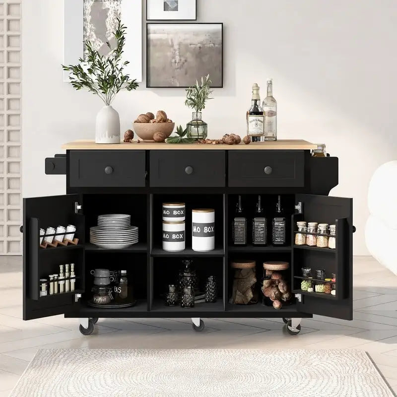 Drop-Leaf Counter Top Kitchen Cart with 3 Drawers