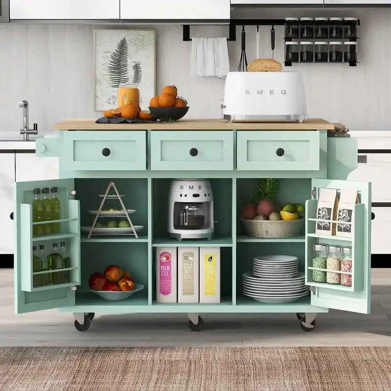 Drop-Leaf Counter Top Kitchen Cart with 3 Drawers