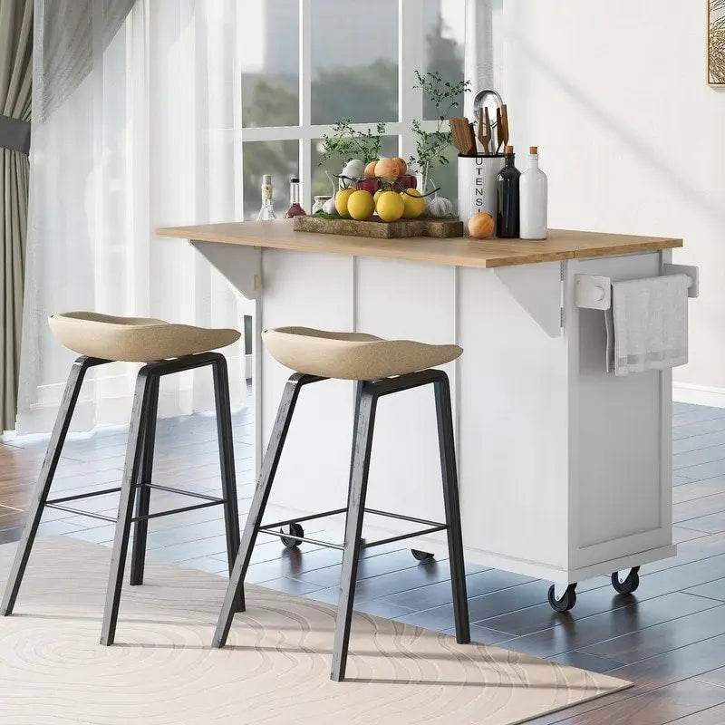 Drop-Leaf Counter Top Kitchen Cart with 3 Drawers