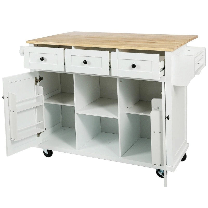 Drop-Leaf Counter Top Kitchen Cart with 3 Drawers