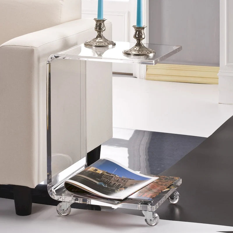 C-Shape Acrylic Indoor/Outdoor Accent Table