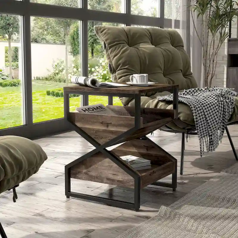 Industrial 17-inch Metal 1-Open Shelf End Table