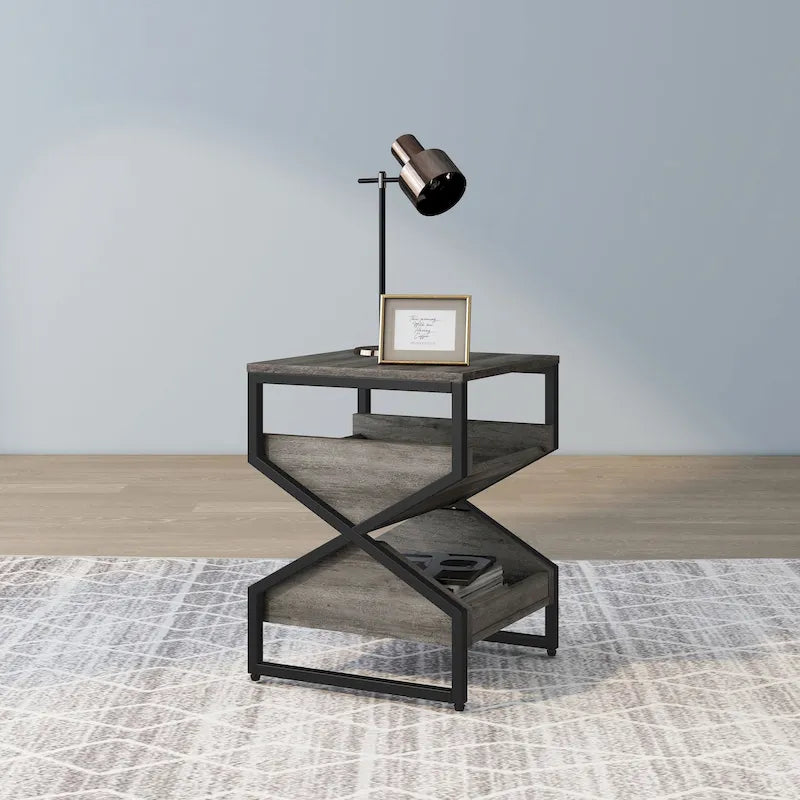 Industrial 17-inch Metal 1-Open Shelf End Table