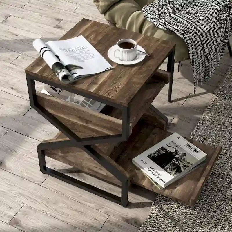 Industrial 17-inch Metal 1-Open Shelf End Table