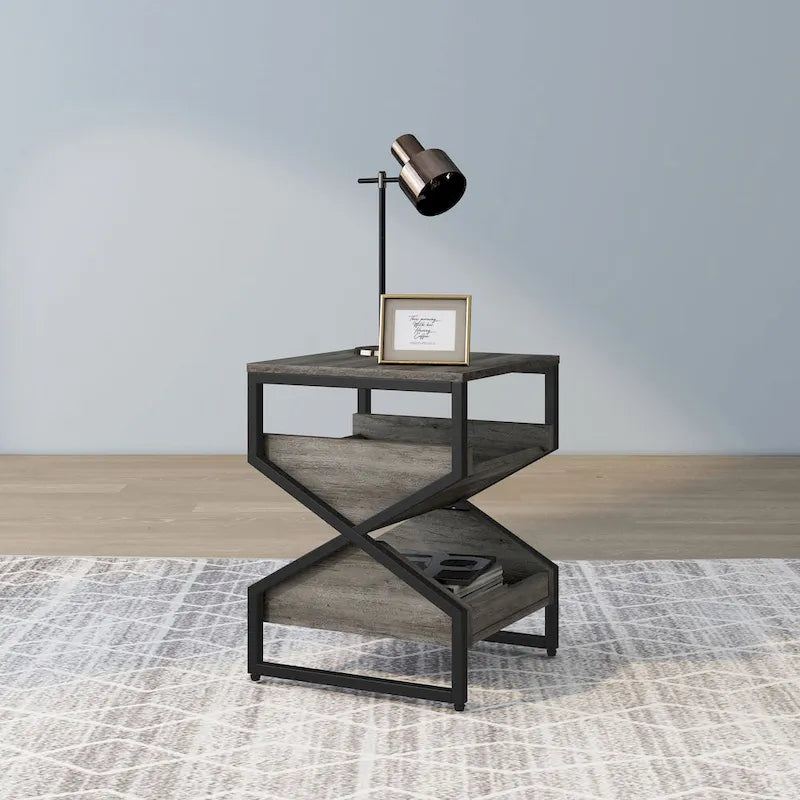 Industrial 17-inch Metal 1-Open Shelf End Table