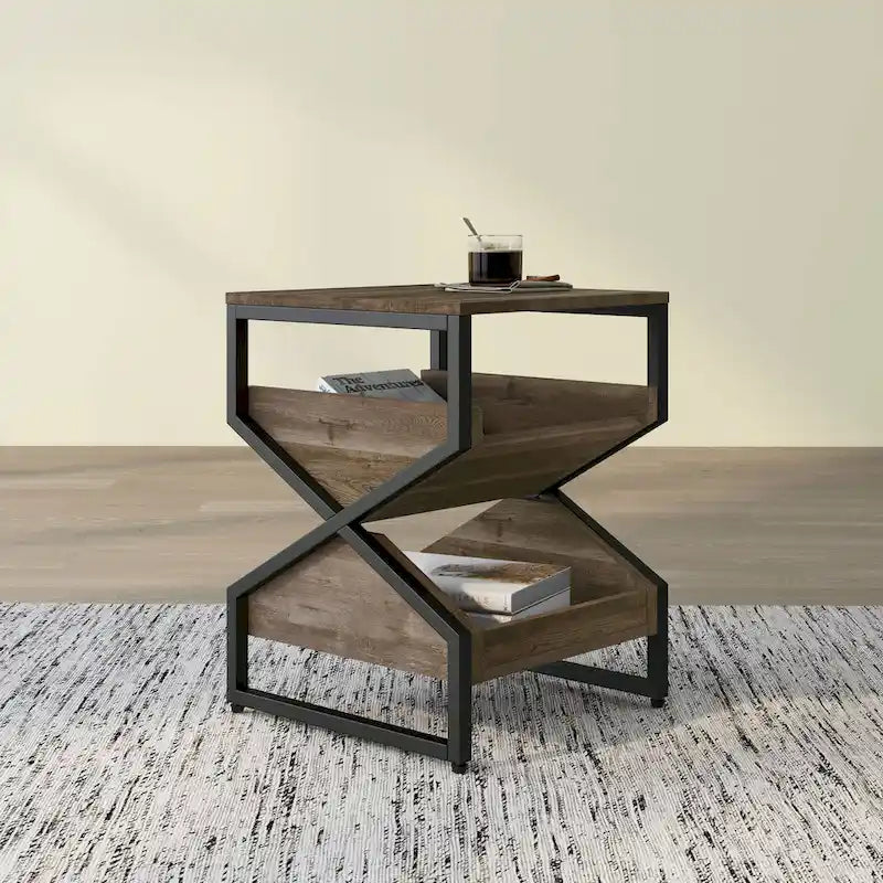Industrial 17-inch Metal 1-Open Shelf End Table