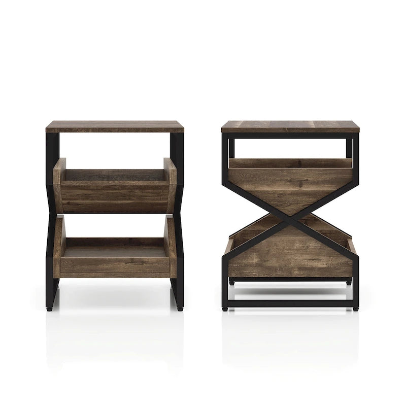 Industrial 17-inch Metal 1-Open Shelf End Table