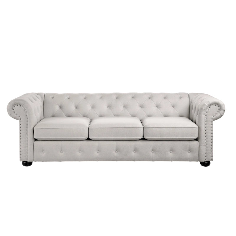 Tufted Chesterfield 3-Seater Sofa with Rolled Arms