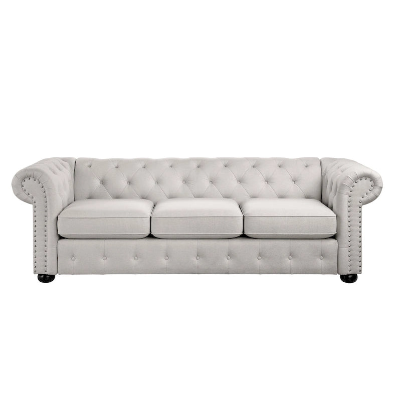 Tufted Chesterfield 3-Seater Sofa with Rolled Arms