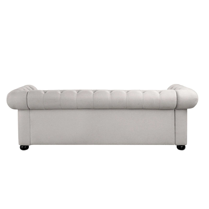 Tufted Chesterfield 3-Seater Sofa with Rolled Arms