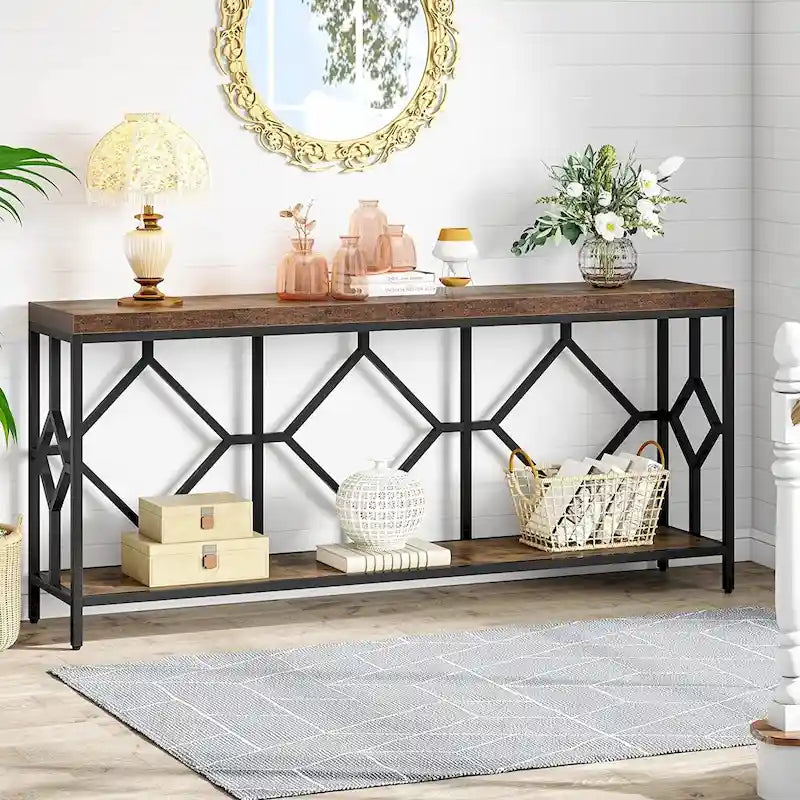 70.9 Inch Sofa Console Table with Open Storage Shelf